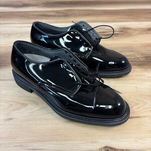 CAPPS Patent Leather Oxford Mens 10D Dress Vibram Sole Black USA Military USAF